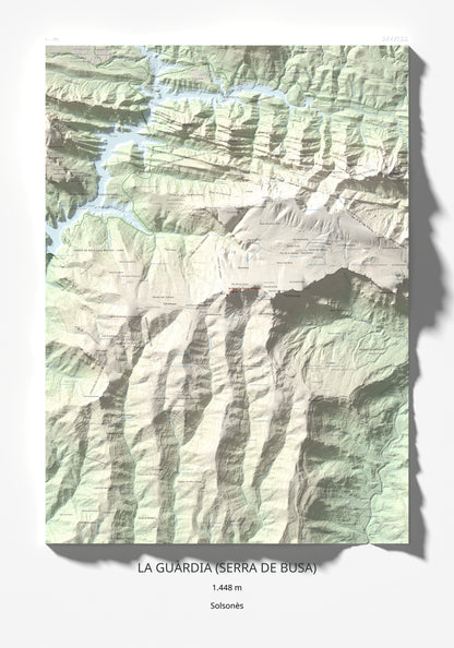 Mapa de relieve de la Guàrdia (Serra de Busa), 1448 m, Solsonès, lámina 100 Cims de Trobart 70 × 100 cm.