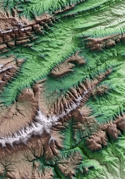Mapa artístico del relieve de la Llacuna, al Anoia, con 15 km de entorno y base topográfica ICGC