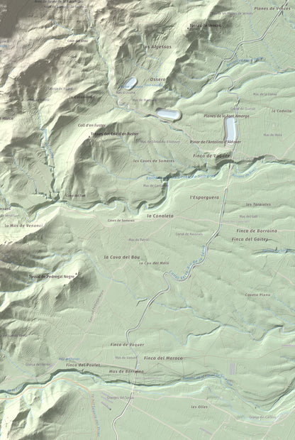 Mapa de relieve de la Moleta, 812 m, Baix Ebre, lámina 100 Cims de Trobart. Detalle de la zona inferior derecha. 61 × 91 cm.
