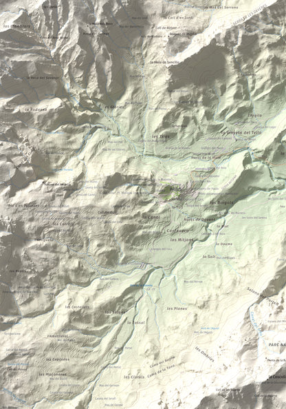 Mapa de relieve de la Moleta, 812 m, Baix Ebre, lámina 100 Cims de Trobart. Detalle de la zona superior izquierda. 70 × 100 cm.