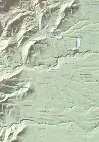 Mapa de relieve de la Moleta, 812 m, Baix Ebre, lámina 100 Cims de Trobart. Detalle de la zona inferior derecha. 70 × 100 cm.