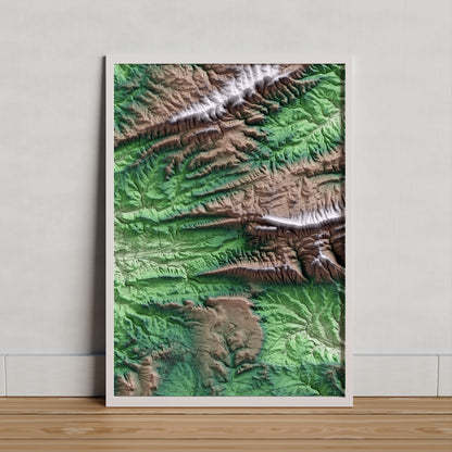 Mapa artístico del relieve de la Molsosa, al Solsonès, con 15 km de entorno y base topográfica ICGC. Presentación enmarcada.