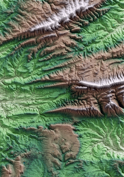 Mapa artístico del relieve de la Molsosa, al Solsonès, con 15 km de entorno y base topográfica ICGC