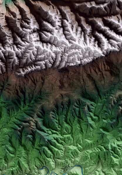 Mapa artístico del relieve de la Morera de Montsant, al Priorat, con 15 km de entorno y base topográfica ICGC. Detalle de la zona central.