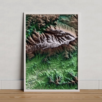 Mapa artístico del relieve de la Morera de Montsant, al Priorat, con 15 km de entorno y base topográfica ICGC. Presentación enmarcada.