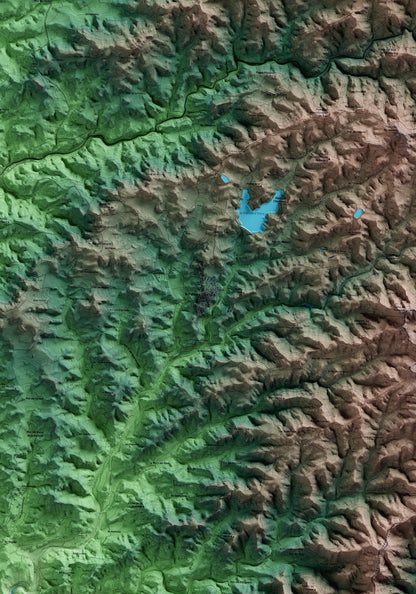 Mapa artístico del relieve de la Palma d'Ebre, a la Ribera de Ebro, con 15 km de entorno y base topográfica ICGC. Detalle de la zona central.