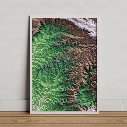 Mapa artístico del relieve de la Palma d'Ebre, a la Ribera de Ebro, con 15 km de entorno y base topográfica ICGC. Presentación enmarcada.