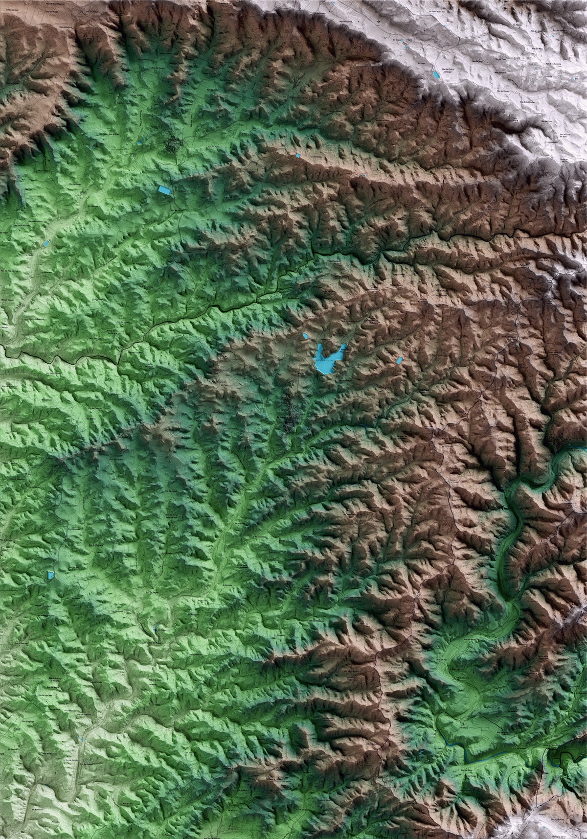 Mapa artístico del relieve de la Palma d'Ebre, a la Ribera de Ebro, con 15 km de entorno y base topográfica ICGC