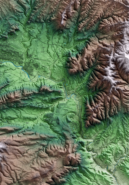 Mapa artístico del relieve de la Pobla de Claramunt, al Anoia, con 15 km de entorno y base topográfica ICGC