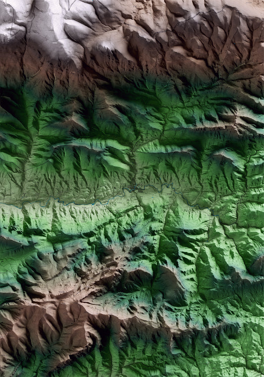 Mapa artístico del relieve de la Pobla de Lillet, al Berguedà, con 15 km de entorno y base topográfica ICGC