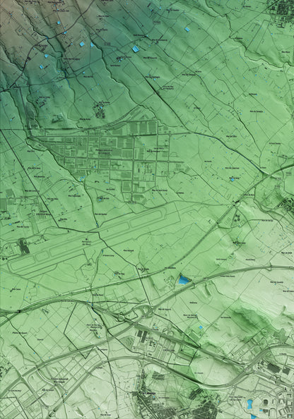 Mapa artístico del relieve de la Pobla de Mafumet, al Tarragonès, con 15 km de entorno y base topográfica ICGC. Detalle de la zona inferior izquierda.