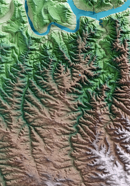 Mapa artístico del relieve de la Pobla de Massaluca, a la Terra Alta, con 15 km de entorno y base topográfica ICGC