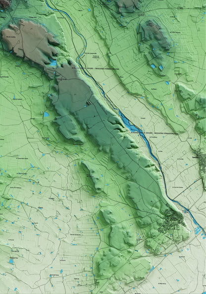 Mapa artístico del relieve de la Portella, al Segrià, con 15 km de entorno y base topográfica ICGC. Detalle de la zona inferior derecha.