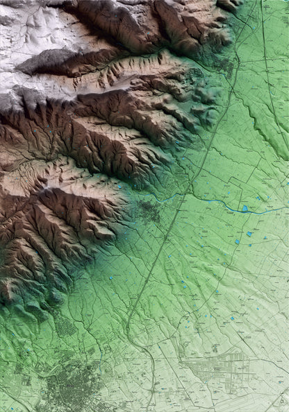Mapa artístico del relieve de la Selva del Camp, al Baix Camp, con 15 km de entorno y base topográfica ICGC