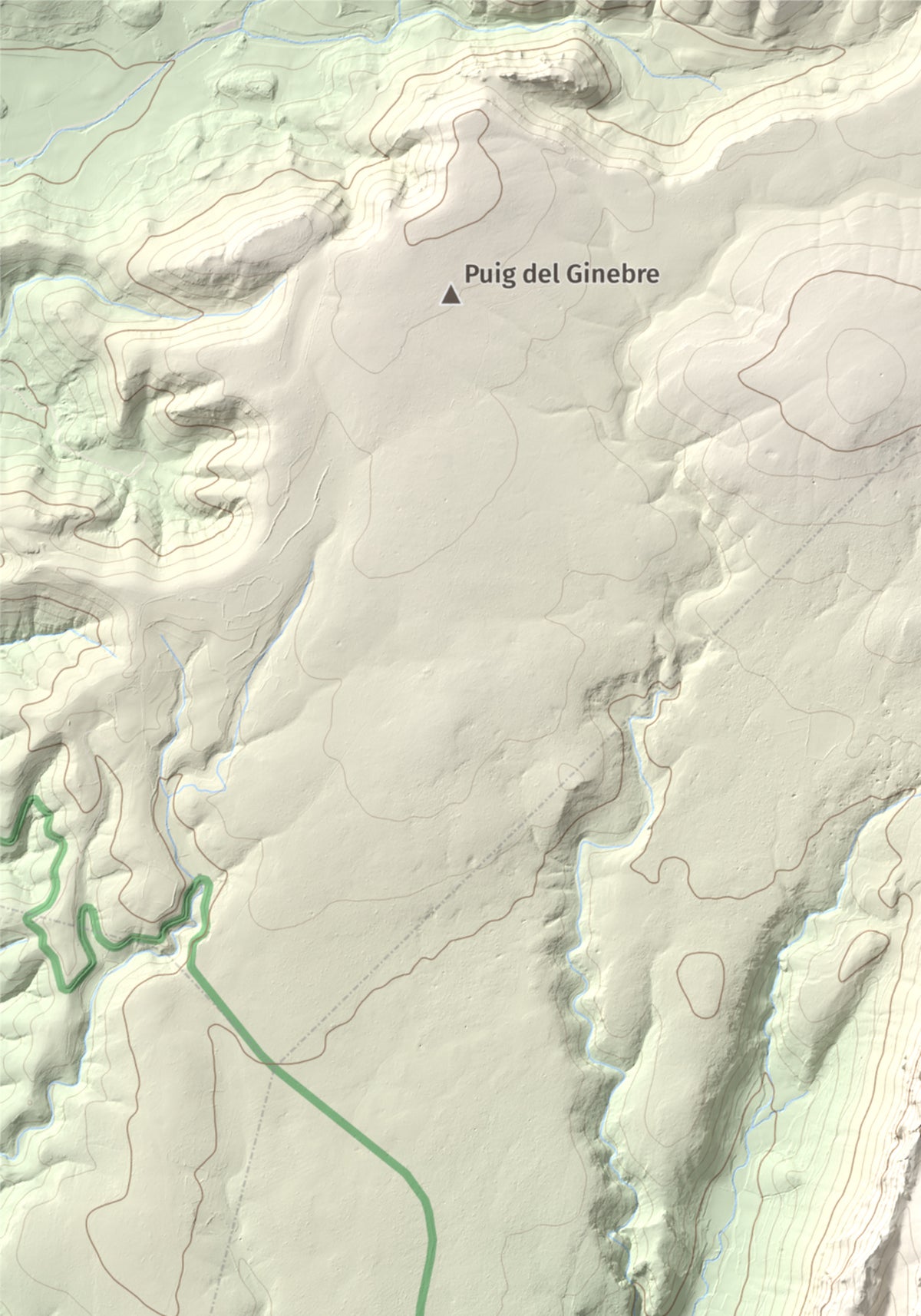Mapa topogràfic del relleu: la Serra (Vingrau), 576 m. Detall de la zona superior esquerra. 21 × 30 cm.