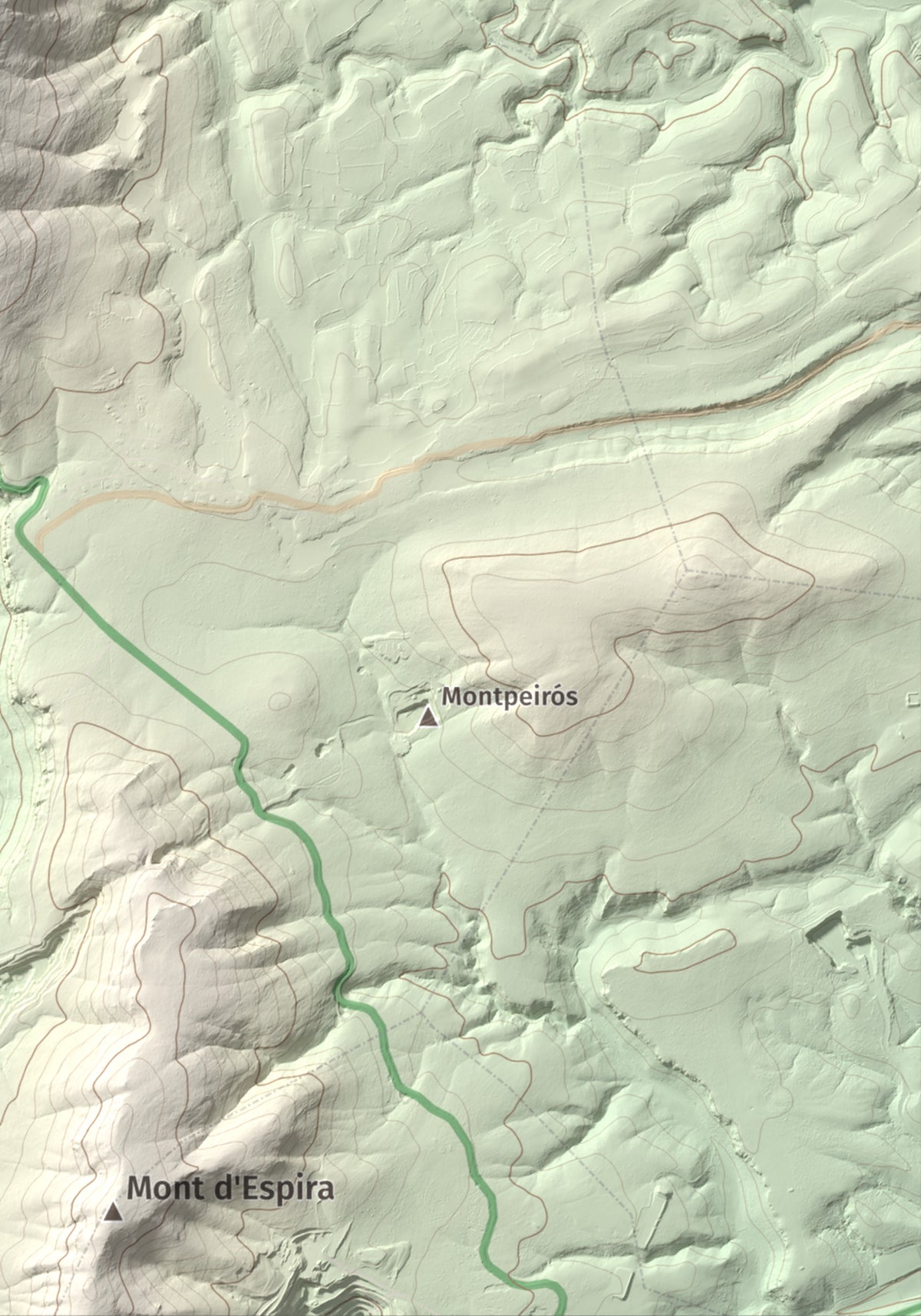 Mapa topogràfic del relleu: la Serra (Vingrau), 576 m. Detall de la zona inferior dreta. 21 × 30 cm.