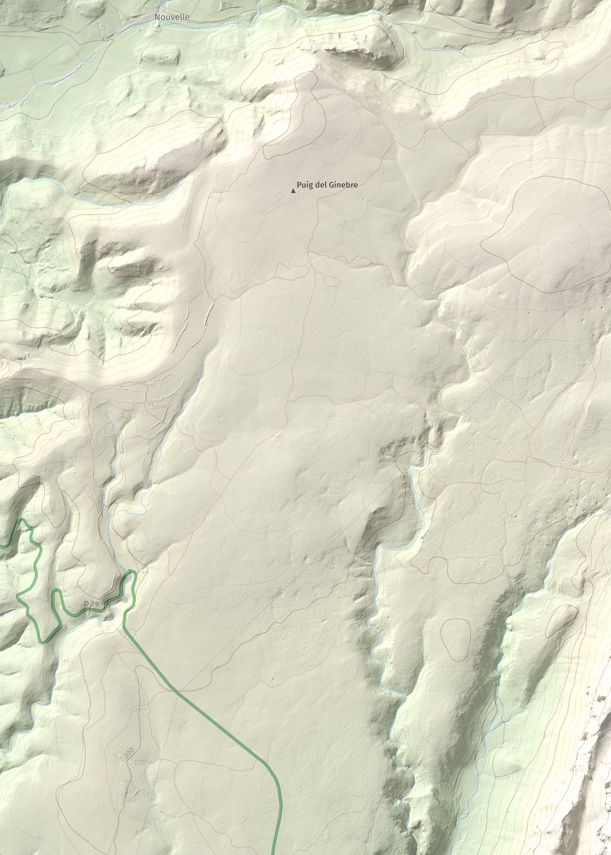 Mapa topogràfic del relleu: la Serra (Vingrau), 576 m. Detall de la zona superior esquerra. 50 × 70 cm.