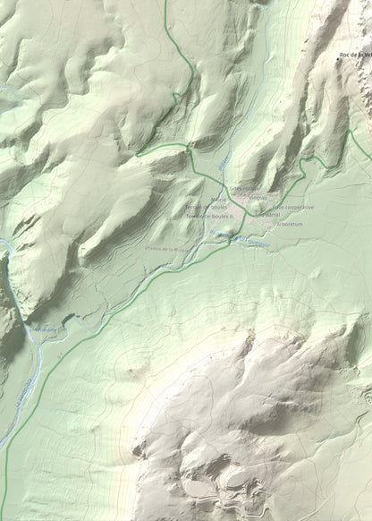 Mapa topogràfic del relleu: la Serra (Vingrau), 576 m. Detall de la zona inferior esquerra. 50 × 70 cm.