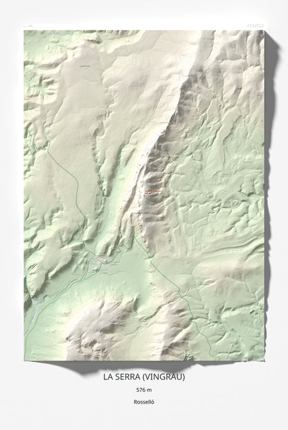 Mapa topogràfic del relleu: la Serra (Vingrau), 576 m. Làmina completa. 61 × 91 cm.