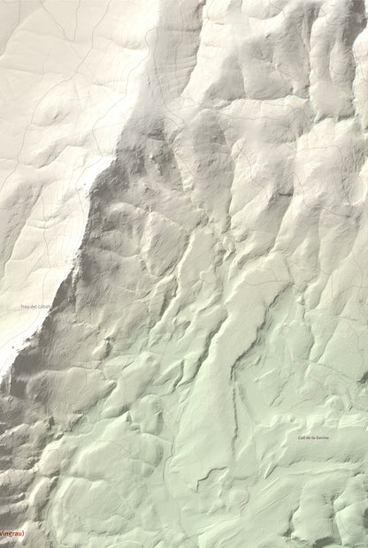 Mapa topogràfic del relleu: la Serra (Vingrau), 576 m. Detall de la zona superior dreta. 61 × 91 cm.