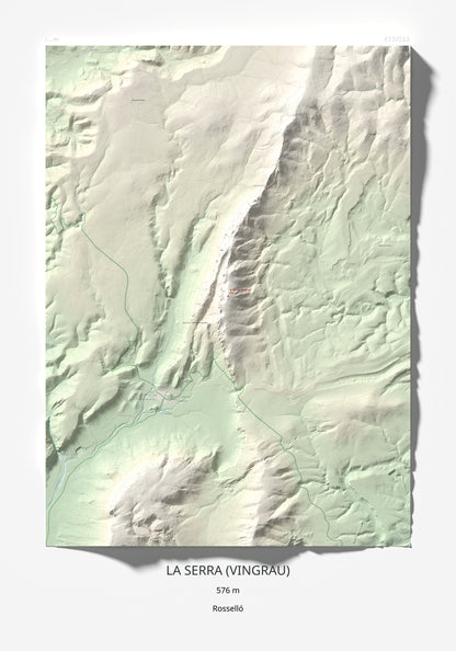 Mapa topogràfic del relleu: la Serra (Vingrau), 576 m. Làmina completa. 70 × 100 cm.