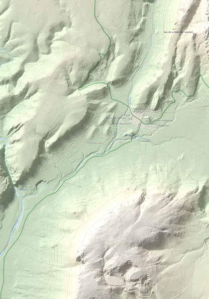 Mapa topogràfic del relleu: la Serra (Vingrau), 576 m. Detall de la zona inferior esquerra. 70 × 100 cm.
