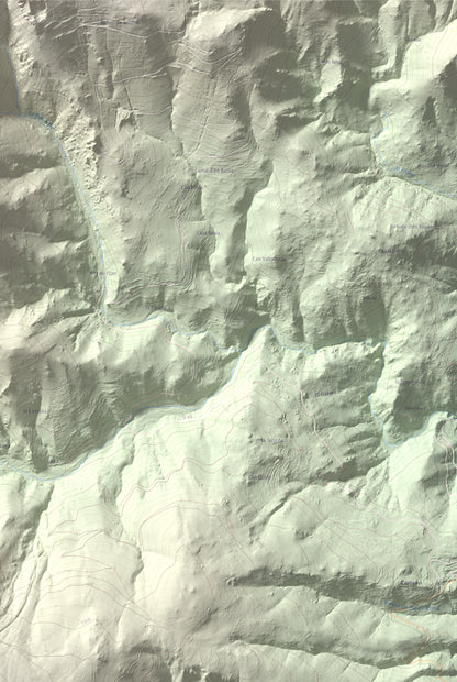 Mapa de relieve de la Soca, 1635 m, Vallespir, lámina 100 Cims de Trobart. Detalle de la zona superior derecha. 61 × 91 cm.