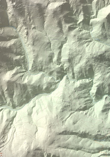 Mapa de relieve de la Soca, 1635 m, Vallespir, lámina 100 Cims de Trobart. Detalle de la zona superior derecha. 70 × 100 cm.
