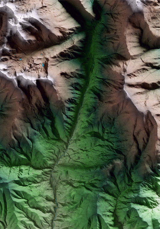 Mapa artístico del relieve de la Torre de Cabdella, al Pallars Jussà, con 15 km de entorno y base topográfica ICGC