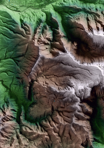 Mapa artístico del relieve de la Torre de Fontaubella, al Priorat, con 15 km de entorno y base topográfica ICGC. Detalle de la zona inferior izquierda.