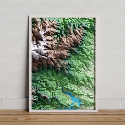 Mapa artístico del relieve de la Vajol, al Alt Empordà, con 15 km de entorno y base topográfica ICGC. Presentación enmarcada.