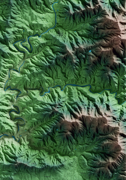 Mapa artístico del relieve de la Vilella Alta, al Priorat, con 15 km de entorno y base topográfica ICGC. Detalle de la zona inferior derecha.