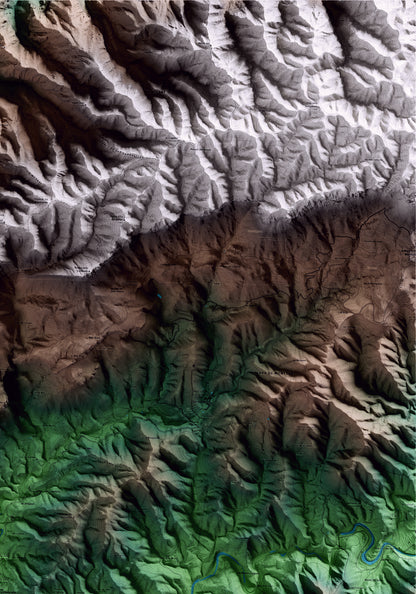 Mapa artístico del relieve de la Vilella Alta, al Priorat, con 15 km de entorno y base topográfica ICGC. Detalle de la zona superior derecha.