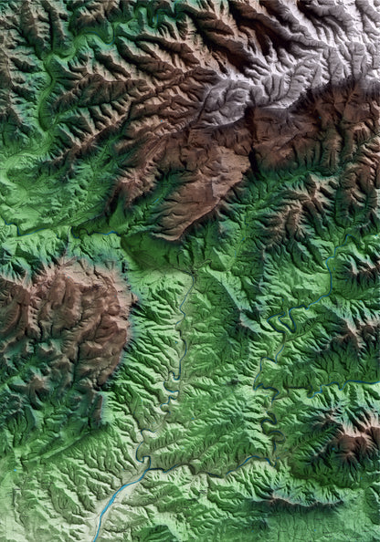 Mapa artístico del relieve de la Vilella Baixa, al Priorat, con 15 km de entorno y base topográfica ICGC