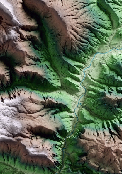 Mapa artístico del relieve de les Valls d'Aguilar, al Alt Urgell, con 15 km de entorno y base topográfica ICGC