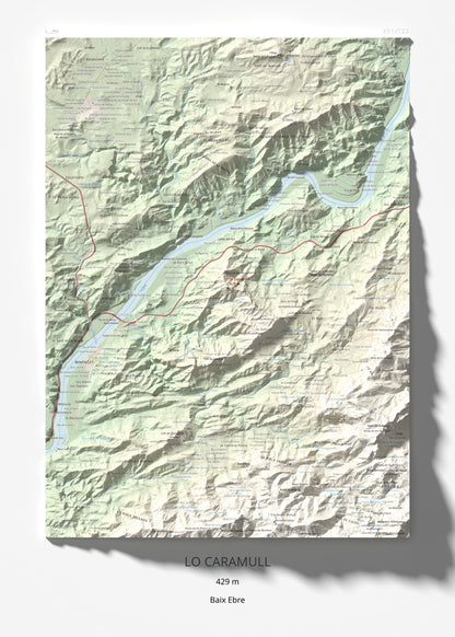 Mapa de relieve de lo Caramull, 429 m, Baix Ebre, lámina 100 Cims de Trobart 50 × 70 cm.