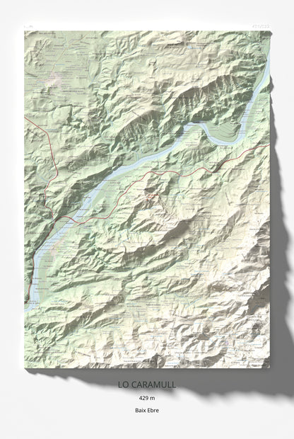 Mapa de relieve de lo Caramull, 429 m, Baix Ebre, lámina 100 Cims de Trobart 61 × 91 cm.