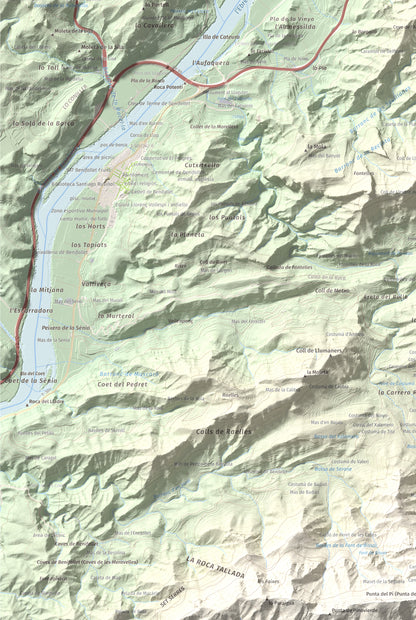 Mapa de relieve de lo Caramull, 429 m, Baix Ebre, lámina 100 Cims de Trobart. Detalle de la zona inferior izquierda. 61 × 91 cm.