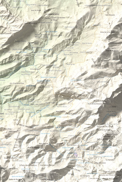 Mapa de relieve de lo Caramull, 429 m, Baix Ebre, lámina 100 Cims de Trobart. Detalle de la zona inferior derecha. 61 × 91 cm.