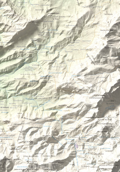Mapa de relieve de lo Caramull, 429 m, Baix Ebre, lámina 100 Cims de Trobart. Detalle de la zona inferior derecha. 70 × 100 cm.