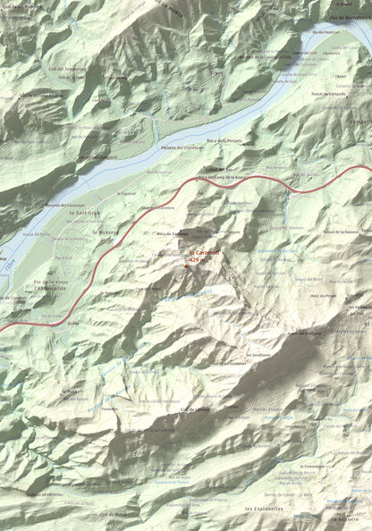 Mapa de relieve de lo Caramull, 429 m, Baix Ebre, lámina 100 Cims de Trobart. Detalle de la zona central. 70 × 100 cm.