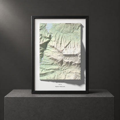 Mapa de relieve de lo Peladet, 1471 m, Noguera · Pallars Jussà, lámina 100 Cims de Trobart. Presentación enmarcada. 50 × 70 cm.