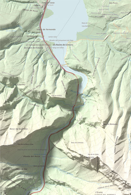 Mapa de relieve de lo Peladet, 1471 m, Noguera · Pallars Jussà, lámina 100 Cims de Trobart. Detalle de la zona superior izquierda. 61 × 91 cm.