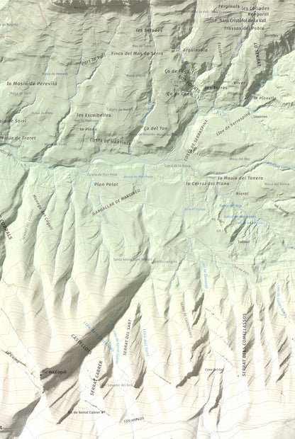 Mapa de relieve de lo Peladet, 1471 m, Noguera · Pallars Jussà, lámina 100 Cims de Trobart. Detalle de la zona superior derecha. 61 × 91 cm.