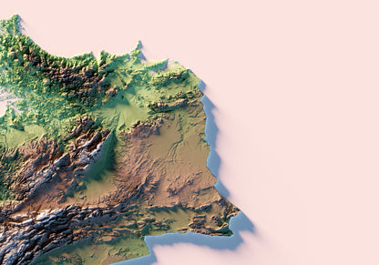Marruecos: detalle de la ilustración del mapa de relieve.
