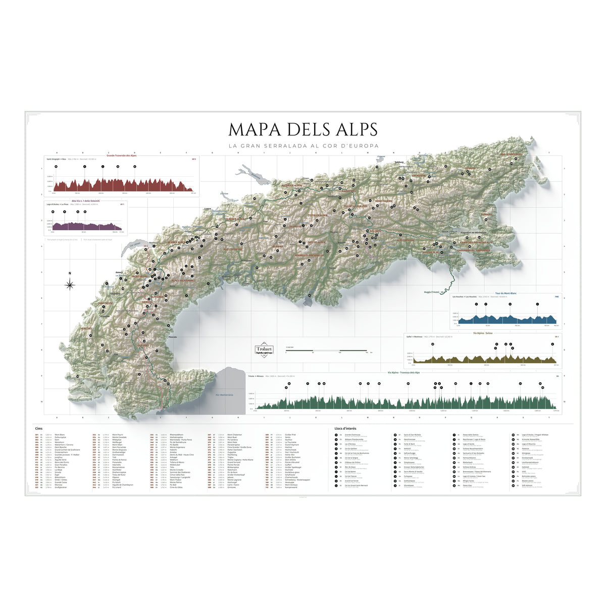 Mapa dels Alps, estil Cartogràfic: vista completa de la làmina.