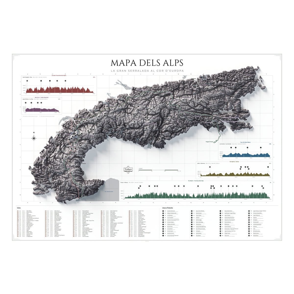 Mapa dels Alps, estil Cendra: vista completa de la làmina.