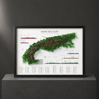 Mapa dels Alps, estil Clàssic: presentació amb marc negre sobre un pedestal. Marc no inclòs.