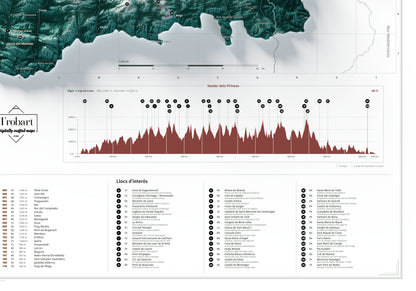 Mapa de los Pirineos, estilo Alpina. Detalle de la zona inferior derecha. Lámina de 100 × 70 cm.