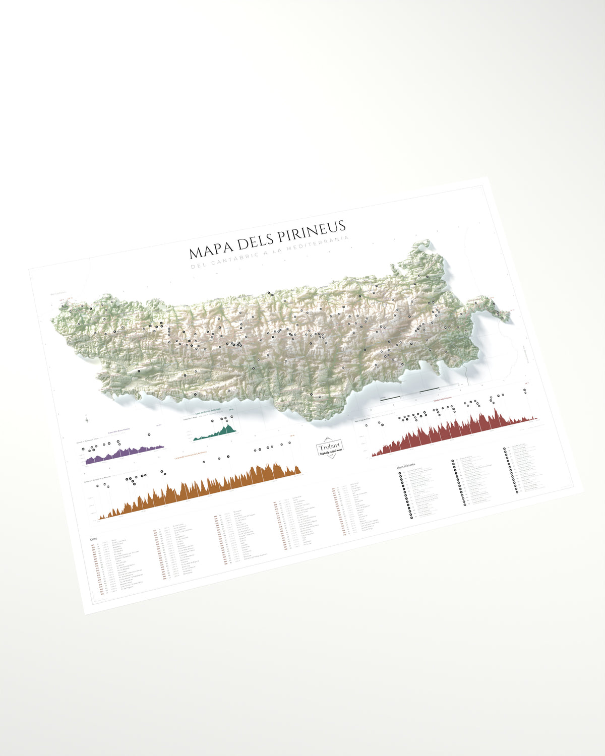 De l'Atlàntic al cap de Creus: detalle en perspectiva del mapa de los Pirineos, paleta Cartográfico.